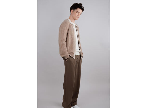 Ford zip cardigan Camel L Wool knit cardigan 