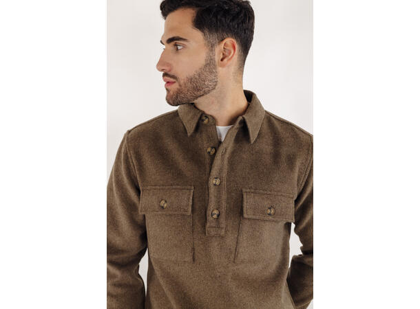 Hanover Shirt Mid brown M Half-button pullover 