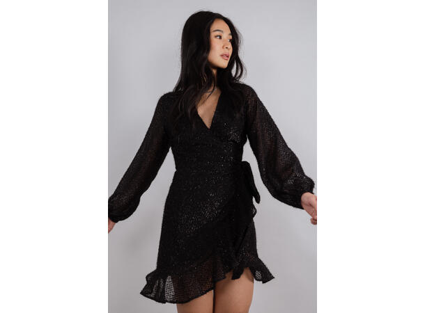Lindsey Dress Black XS Glitter wrap dress