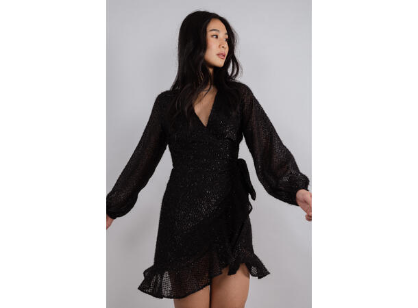 Lindsey Dress Black XS Glitter wrap dress 