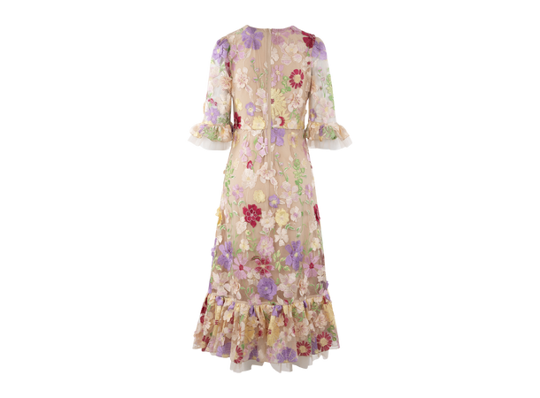 Lisette Dress Spring blossoms M 3D flower maxi dress 