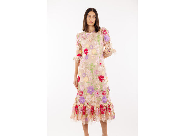 Lisette Dress Spring blossoms M 3D flower maxi dress 