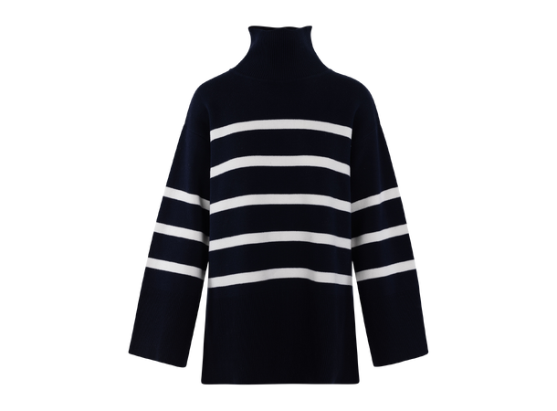 Livia Sweater Navy M Boxy striped turtleneck 