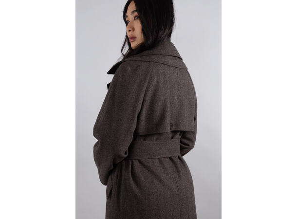 Angelina Coat Dark brown M Herringbone wool coat
