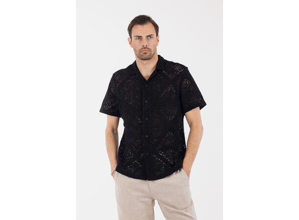 Cain Shirt Black XL Crochet SS shirt 