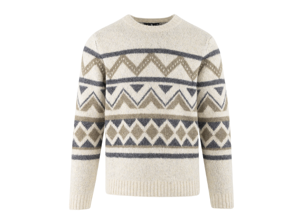 Clarence Sweater Cream multi L Ikat pattern r-neck 