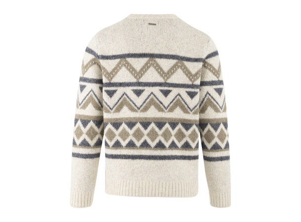 Clarence Sweater Cream multi L Ikat pattern r-neck 