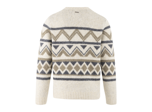 Clarence Sweater Cream multi L Ikat pattern r-neck