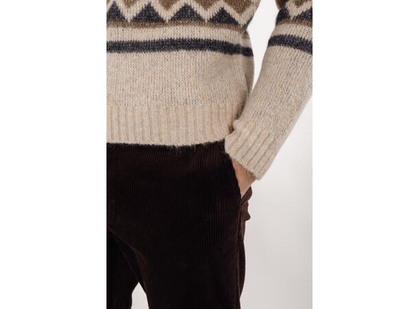 Clarence Sweater Cream multi L Ikat pattern r-neck