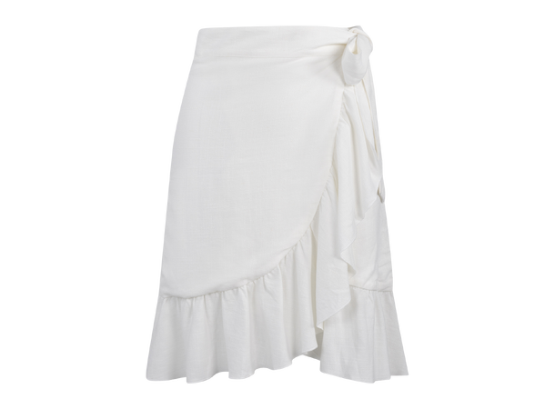 Elana Skirt White S Linen wrap skirt 