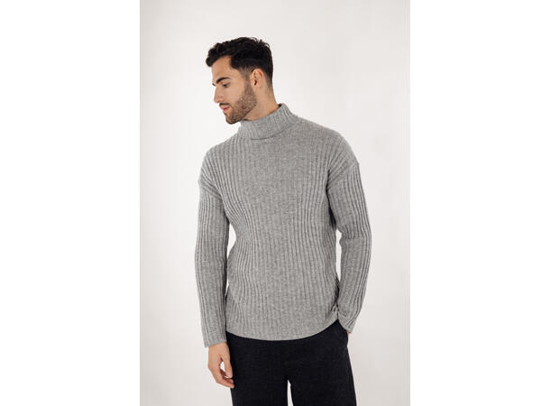 Franklin Turtle Grey Melange L Rib knit wool sweater 