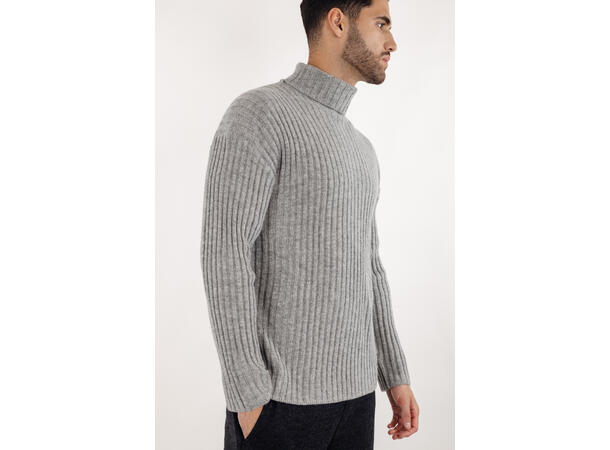 Franklin Turtle Grey Melange L Rib knit wool sweater 