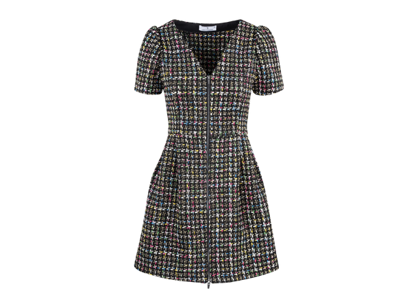 Nala Dress Black multi S Boucle zip dress
