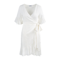 Noor Dress White XL Short linen wrap dress