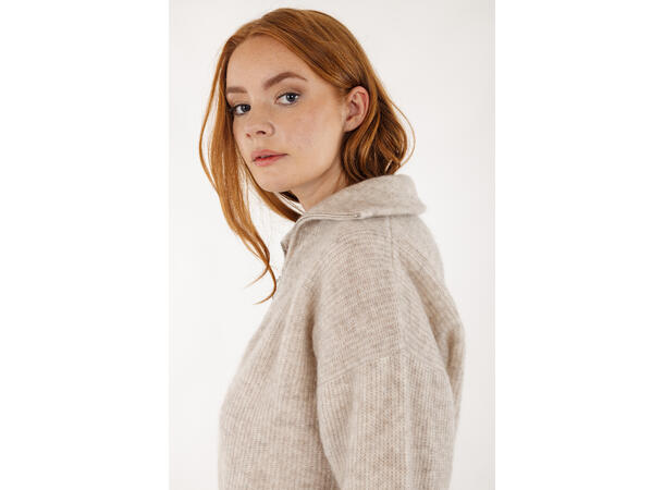 Alana Half-zip Sand XS Half-zip mohair sweater 