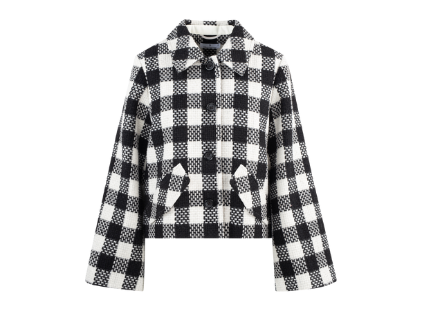 Anja Jacket Black/Cream S Short checked wool jacket