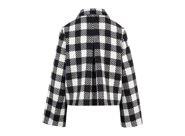 Anja Jacket Black/Cream S Short checked wool jacket 