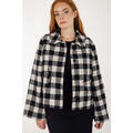 Anja Jacket Black/Cream S Short checked wool jacket