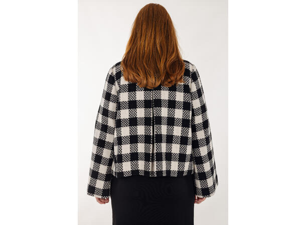 Anja Jacket Black/Cream S Short checked wool jacket 