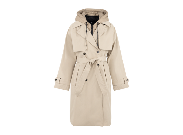Eira Coat Silver Mink XS Technical trench with removable hood 