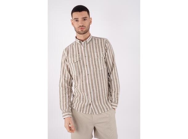 Etienne Shirt Brown Multi XL Striped cargo linen shirt 