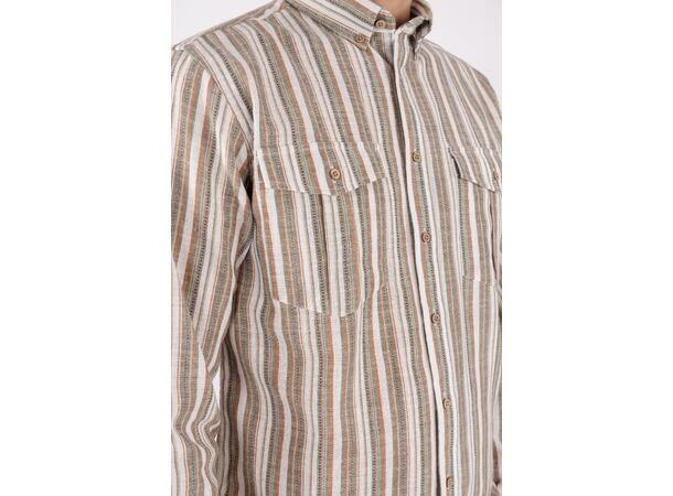 Etienne Shirt Brown Multi XL Striped cargo linen shirt 