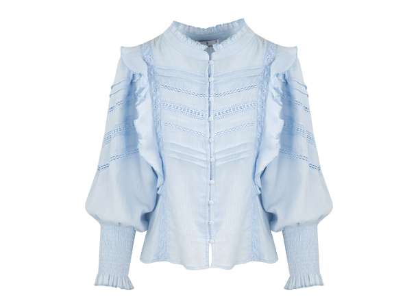 Kristy Blouse Light Blue XS Cotton blouse with lace trim 