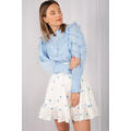 Kristy Blouse Light Blue XS Cotton blouse with lace trim