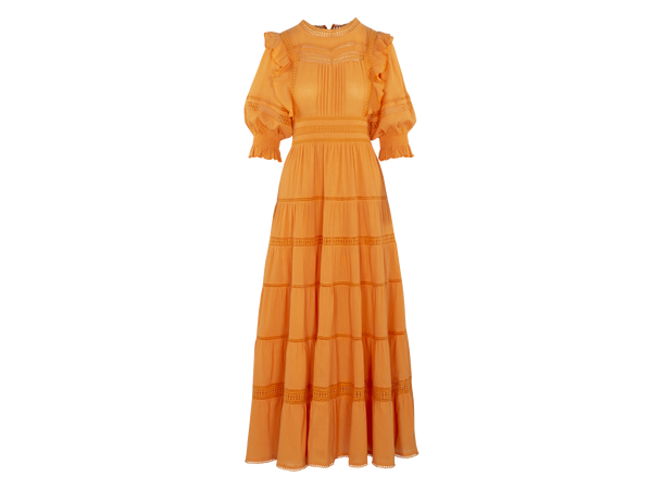 Loisa Dress Persimmon orange S Maxi dress broderie anglaise