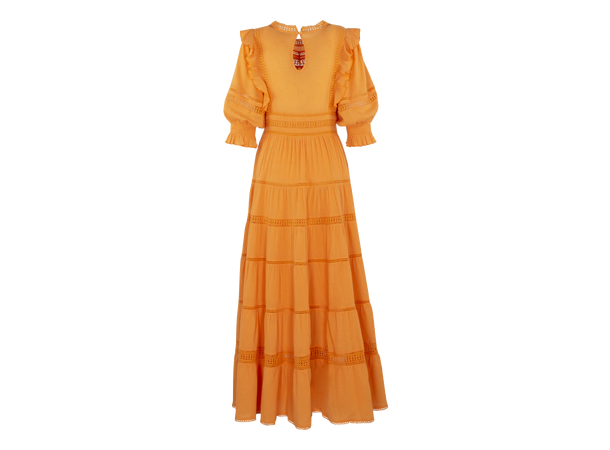Loisa Dress Persimmon orange S Maxi dress broderie anglaise