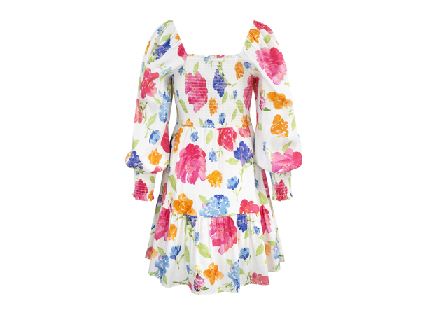 Lola Dress Watercolour blossom AOP M Linen flower dress 