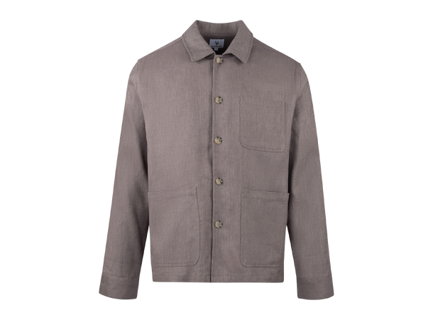 Mayk Overshirt Mid brown melange S Oxford linen overshirt 