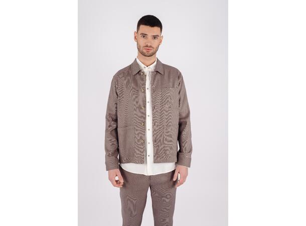 Mayk Overshirt Mid brown melange S Oxford linen overshirt 