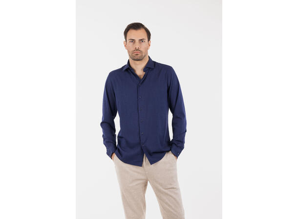 Tommaso Shirt Navy melange M Stretch twill bamboo shirt 