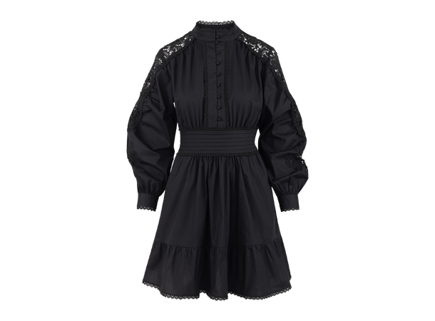 Adena Dress Black XL Short poplin lace dress