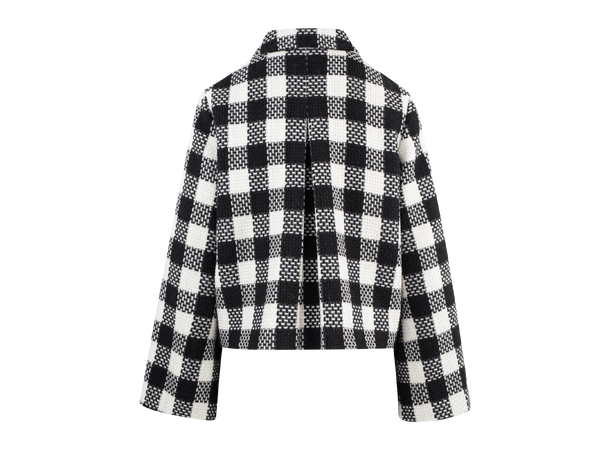 Anja Jacket Black/Cream M Short checked wool jacket 