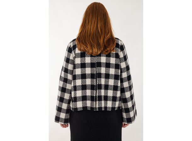 Anja Jacket Black/Cream M Short checked wool jacket 