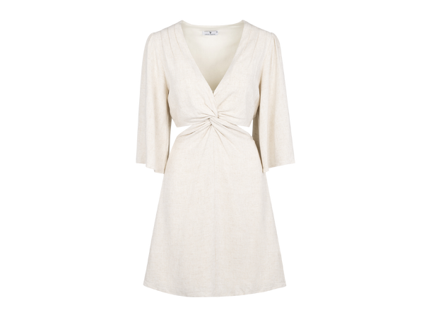 Ayla Dress Sand Melange L Cut-out slub dress 