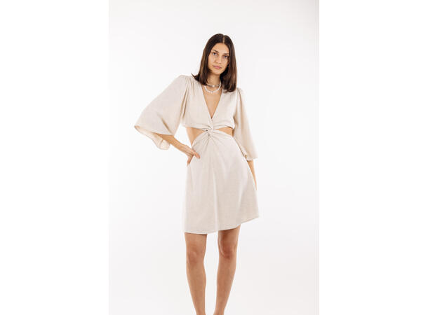 Ayla Dress Sand Melange L Cut-out slub dress 