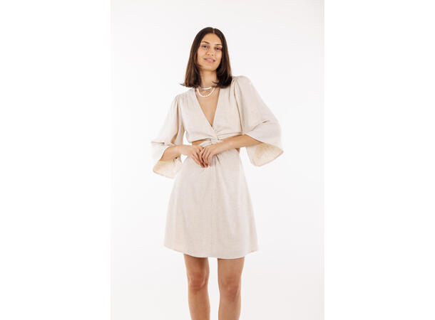 Ayla Dress Sand Melange L Cut-out slub dress 