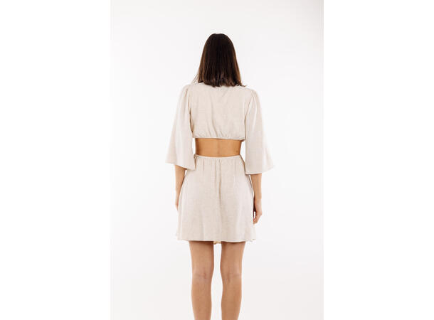 Ayla Dress Sand Melange L Cut-out slub dress 