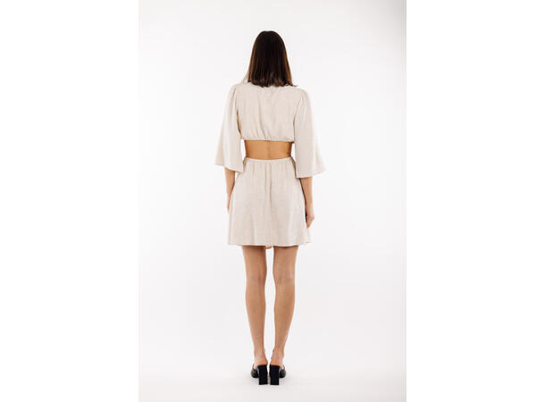Ayla Dress Sand Melange L Cut-out slub dress 