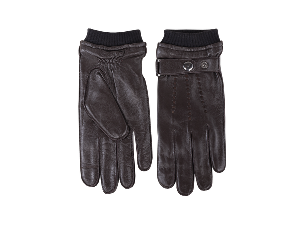 Carli Glove Dark Brown XL Leather glove with snap 