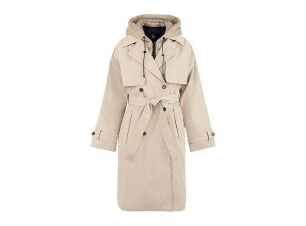 Eira Coat Silver Mink S Technical trench with removable hood 
