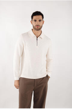 Emanuel Half-zip Cotton structure sweater