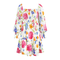 Lola Dress Watercolour blossom AOP L Linen flower dress