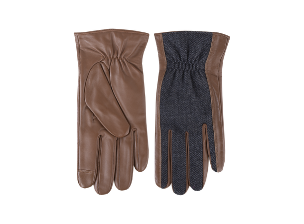 Niil Glove Cognac M Leather glove with contrast 