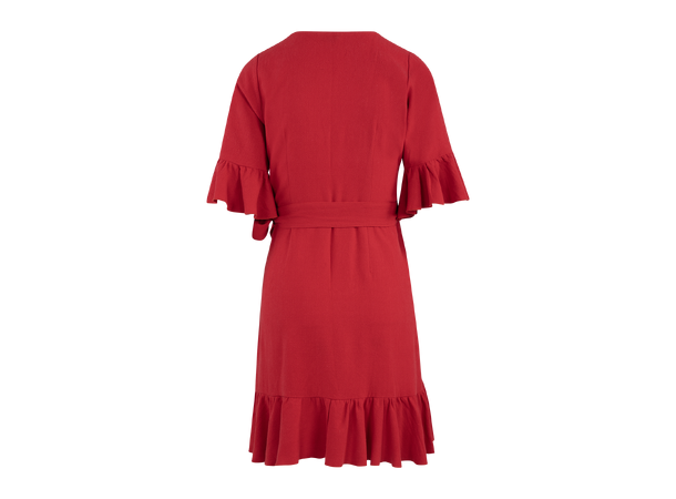 Noor Dress Red S Short linen wrap dress 