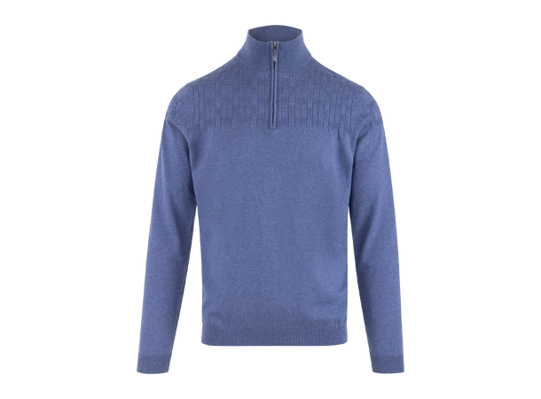 Phillis Half-zip Denim S Fine knit merino sweater