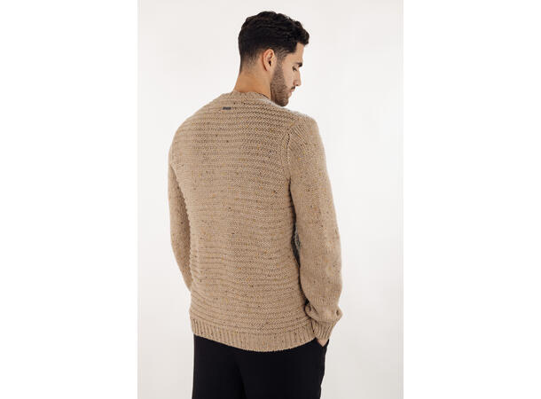 Pitt Sweater Sand multi L Patchwork knit r-neck 